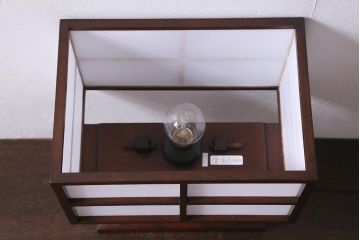 中古　民芸家具　和モダンスタイルに活躍する置行灯風スタンドライト(フロアライト、スタンド照明)(R-039736)