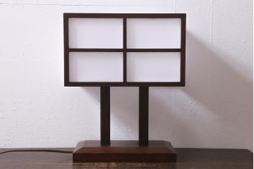 中古　民芸家具　和モダンスタイルに活躍する置行灯風スタンドライト(フロアライト、スタンド照明)(R-039736)