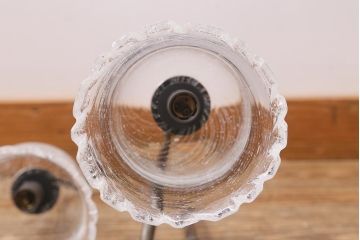 ヴィンテージ照明　ロートアイアン　ガラスシェードがおしゃれなフロアランプ(フロアライト、スタンドライト、ビンテージ)(R-039738)