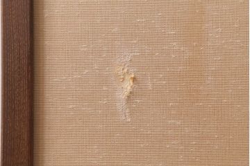 ビンテージ家具　桑材　「寿子」銘入り　花蝶刺繍衝立(パーテーション、ついたて)(R-039739)