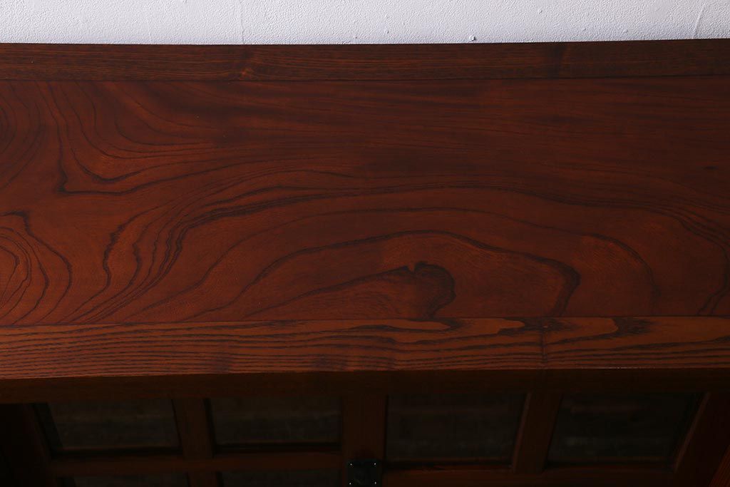 ビンテージ家具　中古　国産　最高級品!　総ケヤキ材・中桐材　玉杢　手打ち金具　漆塗り　伝統技術の粋をつくした極上のサイドボード(キャビネット、戸棚、収納棚、ヴィンテージ)(定価約120万円)(R-039746)