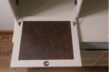 ヴィンテージ家具　イギリス　ペイントリメイク　nathan社(ネイサン)　淡い色合いがおしゃれなキャビネット(カップボード、食器棚、収納棚、ビンテージ)(R-039747)