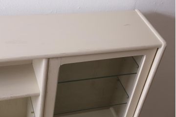 ヴィンテージ家具　イギリス　ペイントリメイク　nathan社(ネイサン)　淡い色合いがおしゃれなキャビネット(カップボード、食器棚、収納棚、ビンテージ)(R-039747)