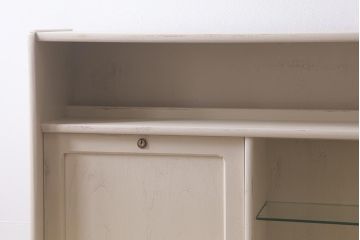 ヴィンテージ家具　イギリス　ペイントリメイク　nathan社(ネイサン)　淡い色合いがおしゃれなキャビネット(カップボード、食器棚、収納棚、ビンテージ)(R-039747)