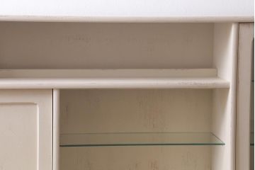 ヴィンテージ家具　イギリス　ペイントリメイク　nathan社(ネイサン)　淡い色合いがおしゃれなキャビネット(カップボード、食器棚、収納棚、ビンテージ)(R-039747)