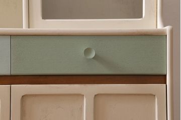 ヴィンテージ家具　イギリス　ペイントリメイク　nathan社(ネイサン)　淡い色合いがおしゃれなキャビネット(カップボード、食器棚、収納棚、ビンテージ)(R-039747)