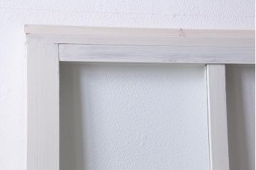 アンティーク建具　ナチュラルレトロなホワイトのペイントガラス戸2枚セット(引き戸)(R-039752)