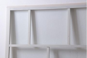 アンティーク建具　ナチュラルレトロなホワイトのペイントガラス戸2枚セット(引き戸)(R-039752)