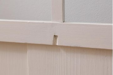 アンティーク建具　ナチュラルレトロなホワイトのペイントガラス戸2枚セット(引き戸)(R-039752)