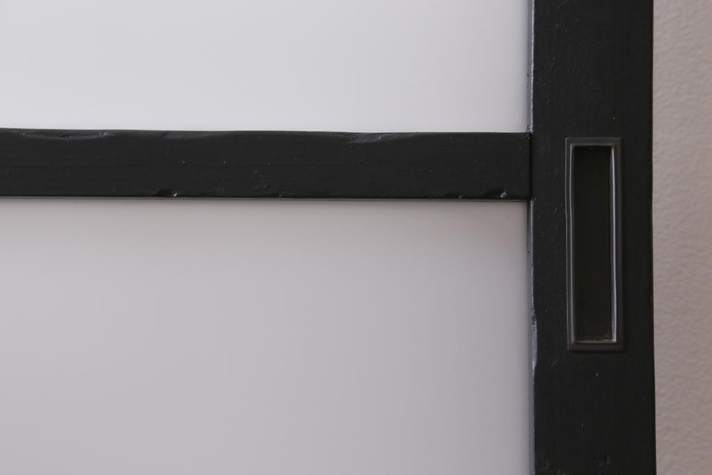 アンティーク建具　当店オリジナルガラス　色ガラスが目を引くペイントガラス戸2枚セット(引き戸)(R-039753)