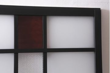 アンティーク建具　当店オリジナルガラス　色ガラスが目を引くペイントガラス戸2枚セット(引き戸)(R-039753)