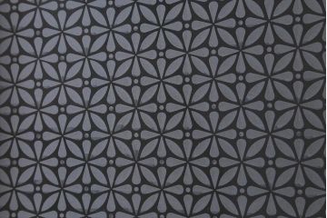 アンティーク建具　当店オリジナルガラス　桟のデザインがおしゃれなペイントガラス戸(引き戸)(R-039754)