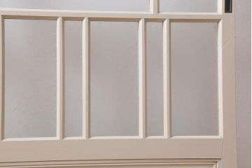 アンティーク建具　当店オリジナルガラス　桟のデザインがおしゃれなペイントガラス戸(引き戸)(R-039754)