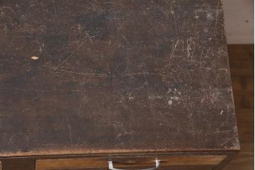 アンティーク家具　昭和初期　扉付きが珍しい!レトロな片袖デスク(片袖机、在宅ワーク、在宅用ワークデスク)(R-039763)