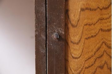 アンティーク家具　昭和初期　扉付きが珍しい!レトロな片袖デスク(片袖机、在宅ワーク、在宅用ワークデスク)(R-039763)