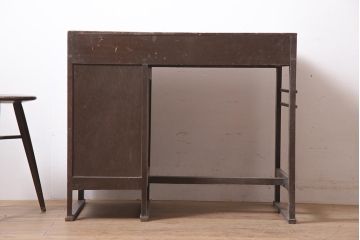 アンティーク家具　昭和初期　扉付きが珍しい!レトロな片袖デスク(片袖机、在宅ワーク、在宅用ワークデスク)(R-039763)