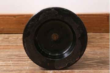 ヴィンテージ雑貨　イギリスビンテージ　8分芯　緑がかったガラスがおしゃれなヴィクトリアンオイルランプ(灯油ランプ、台ランプ)(R-039798)