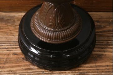 イギリスビンテージ　ヴィンテージ雑貨　陶器製の土台が目を引くオイルランプ(灯油ランプ、置き型ランプ)(R-039799)