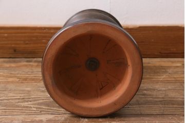 イギリスビンテージ　ヴィンテージ雑貨　陶器製の土台が目を引くオイルランプ(灯油ランプ、置き型ランプ)(R-039799)