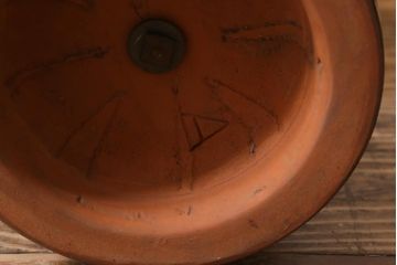イギリスビンテージ　ヴィンテージ雑貨　陶器製の土台が目を引くオイルランプ(灯油ランプ、置き型ランプ)(R-039799)