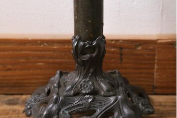 アンティーク雑貨　ドイツ製　巻芯65mm　CAMERCO-PICADOR　青いガラスが爽やかなヴィクトリアンオイルランプ(灯油ランプ、台ランプ)(R-039800)