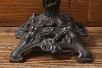 アンティーク雑貨　ドイツ製　巻芯65mm　CAMERCO-PICADOR　青いガラスが爽やかなヴィクトリアンオイルランプ(灯油ランプ、台ランプ)(R-039800)