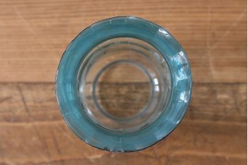 アンティーク雑貨　ドイツ製　巻芯65mm　CAMERCO-PICADOR　青いガラスが爽やかなヴィクトリアンオイルランプ(灯油ランプ、台ランプ)(R-039800)