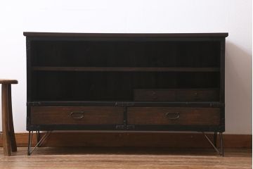 リメイク家具　和製アンティーク　大正期　天板・脚付きリメイク!　渋い雰囲気漂うテレビ台(収納棚、戸棚、リビングボード)(R-039812)