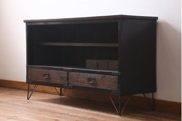 リメイク家具　和製アンティーク　大正期　天板・脚付きリメイク!　渋い雰囲気漂うテレビ台(収納棚、戸棚、リビングボード)(R-039812)