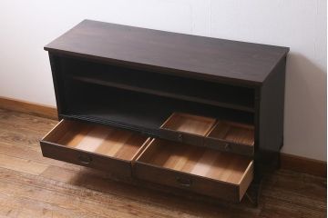 リメイク家具　和製アンティーク　大正期　天板・脚付きリメイク!　渋い雰囲気漂うテレビ台(収納棚、戸棚、リビングボード)(R-039812)
