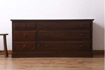 中古　松本民芸家具　E-33型　落ち着きのある色味が素敵なローチェスト(ローボード、引き出し、テレビボード)(R-039815)