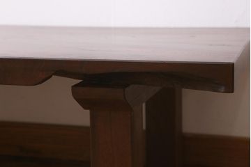 ビンテージ家具　和製ビンテージ　総ケヤキ・天板一枚板　滑らかな木肌が魅力のセンターテーブル(座卓、ローテーブル)(R-039819)