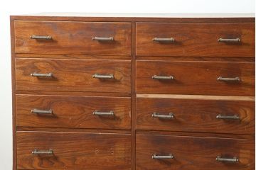 アンティーク家具　昭和初期　前板ケヤキ材　美しい杢目が楽しめる引き出し15杯のチェスト(衣装タンス、サイドボード、キャビネット)(R-039829)