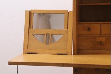 アンティーク家具　和製アンティーク　超激レア!　ナラ材のコンパクトな収納式ドレッサー(鏡台、収納棚、机)(R-039844)