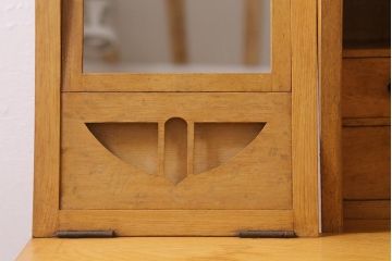 アンティーク家具　和製アンティーク　超激レア!　ナラ材のコンパクトな収納式ドレッサー(鏡台、収納棚、机)(R-039844)