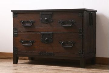 アンティーク家具　総桐材　古箪笥リメイク　フラップダウン式扉のテレビ台(テレビボード、リビングボード、時代箪笥、桐箪笥、桐たんす)(R-039852)