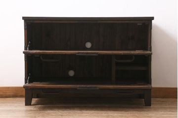 アンティーク家具　総桐材　古箪笥リメイク　フラップダウン式扉のテレビ台(テレビボード、リビングボード、時代箪笥、桐箪笥、桐たんす)(R-039852)