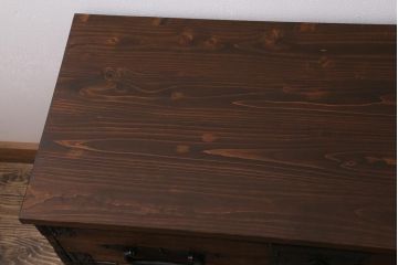 アンティーク家具　総桐材　古箪笥リメイク　フラップダウン式扉のテレビ台(テレビボード、リビングボード、時代箪笥、桐箪笥、桐たんす)(R-039853)