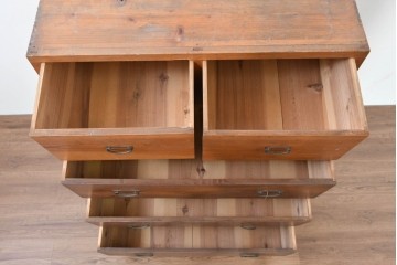 アンティーク家具　和製アンティーク　大正昭和初期　シンプルなデザインが取り入れやすい重ね箪笥(時代箪笥、ローボード、テレビ台)(R-039857)