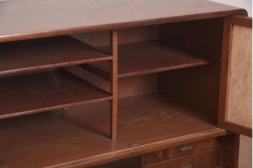 アンティーク家具　指物家具　前面桑材　網代扉　透かし入り　上手物の茶棚(飾り棚、収納棚)(R-039862)