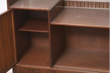 アンティーク家具　指物家具　前面桑材　網代扉　透かし入り　上手物の茶棚(飾り棚、収納棚)(R-039862)