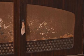 アンティーク家具　指物家具　前面桑材　網代扉　透かし入り　上手物の茶棚(飾り棚、収納棚)(R-039862)