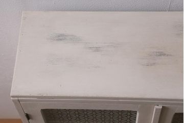 ペイント家具　当店オリジナルガラス　レトロなブックケース(本箱、収納棚、キャビネット)(R-039871)