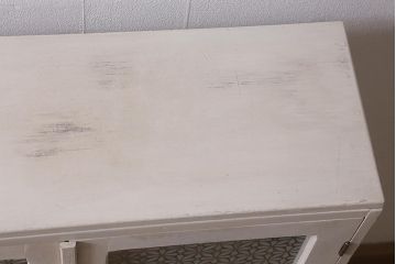 ペイント家具　当店オリジナルガラス　レトロなブックケース(本箱、収納棚、キャビネット)(R-039871)