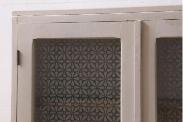 ペイント家具　当店オリジナルガラス　レトロなブックケース(本箱、収納棚、キャビネット)(R-039871)