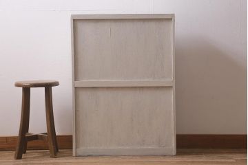 ペイント家具　当店オリジナルガラス　レトロなブックケース(本箱、収納棚、キャビネット)(R-039871)