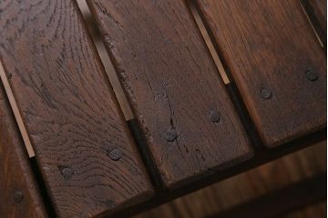 アンティーク家具　和製アンティーク　樫材　素朴な風合いがレトロな木製チェア(椅子、板座チェア、キッズチェア)(R-039872)