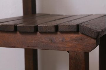 アンティーク家具　和製アンティーク　樫材　素朴な風合いがレトロな木製チェア(椅子、板座チェア、キッズチェア)(R-039872)