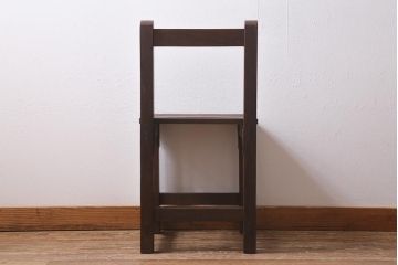 アンティーク家具　和製アンティーク　樫材　素朴な風合いがレトロな木製チェア(椅子、板座チェア、キッズチェア)(R-039872)