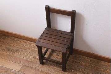 アンティーク家具　和製アンティーク　樫材　素朴な風合いがレトロな木製チェア(椅子、板座チェア)(R-039873)
